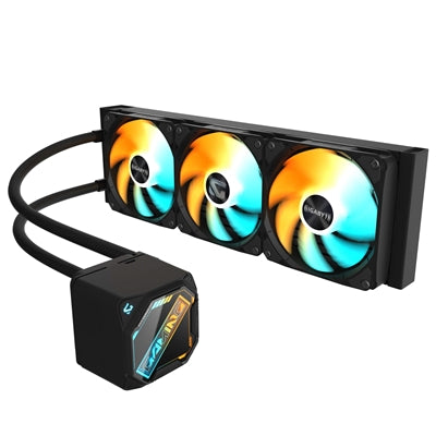 GIGABYTE 360mm AIO Liquid CPU Cooler - ARGB, Teflon Tubing, Black GIGABYTE 360mm AIO Liquid CPU Cooler - ARGB, Teflon Tubing, Black